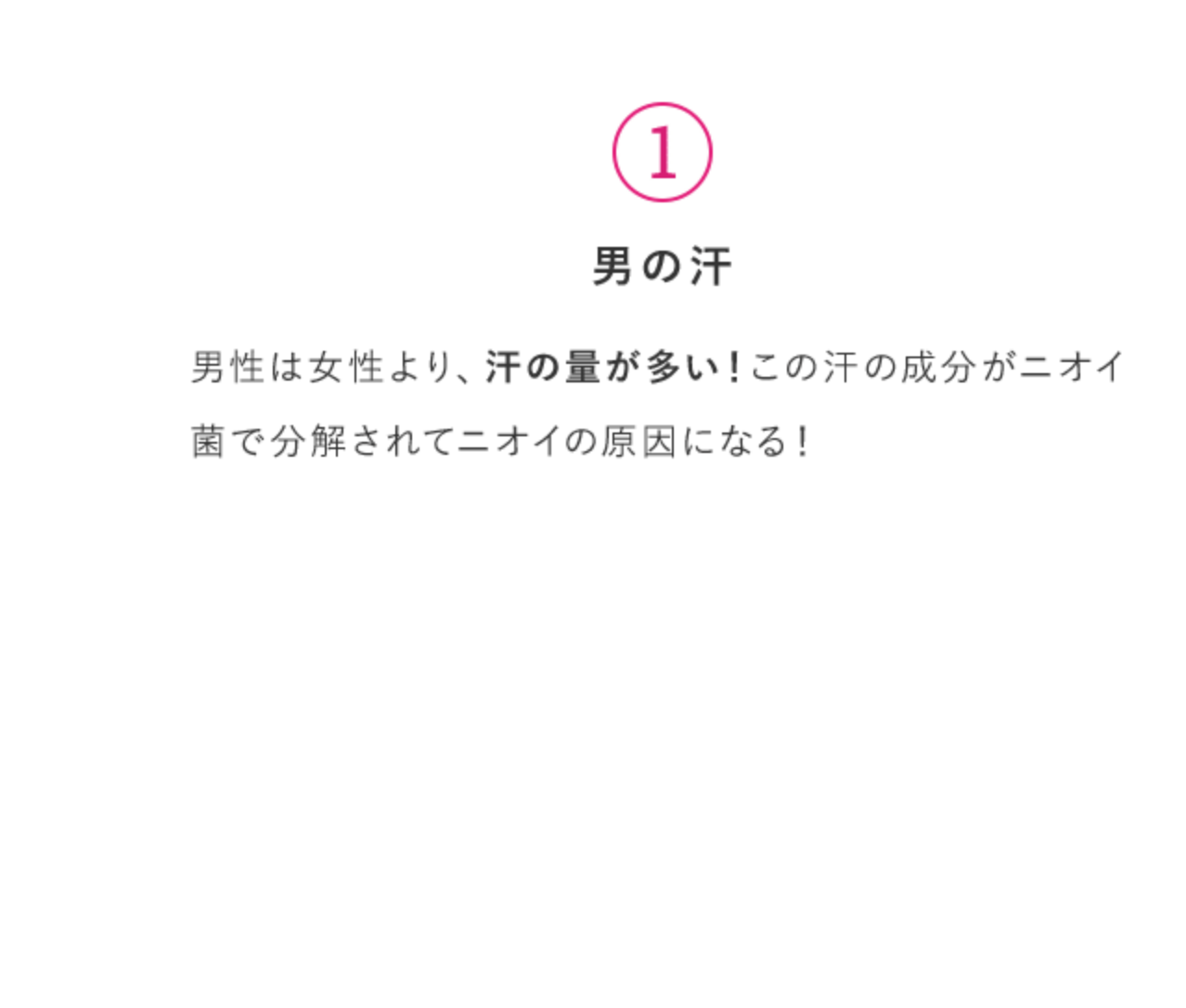 男の汗 男性は女性より、汗の量が多い！この汗の成分がニオイ菌で分解されてニオイの原因になる！
