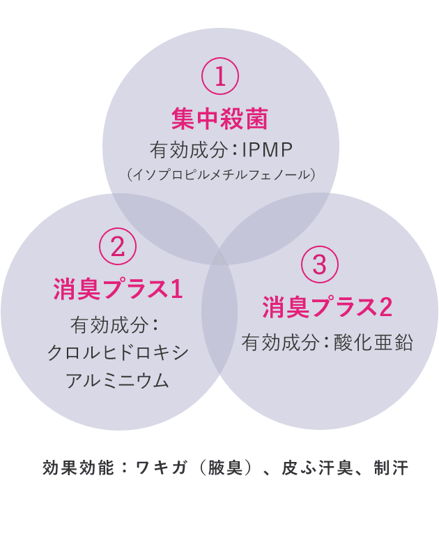 集中殺菌　消臭プラス１　消臭プラス２