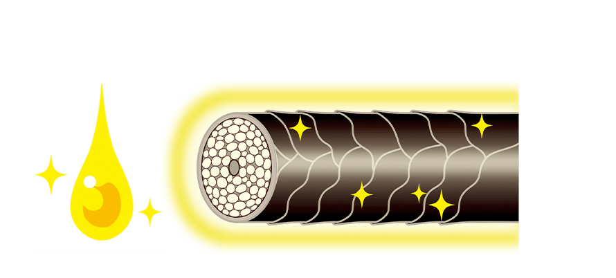 椿オイルフォース*1*2が傷みの激しい毛先の内側にまで届き補修