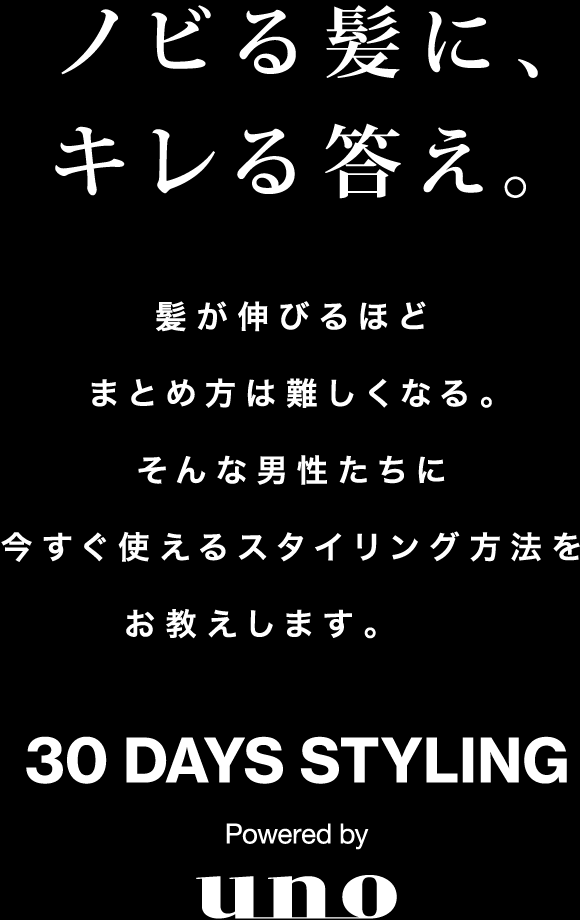 ノビる髪にキレる答え。 髪が伸びるほどまとめ方は難しくなる。そんな男性たちに今すぐ使えるスタイリング方法をお教えします。